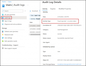 View suspicious activity reports in Audit logs